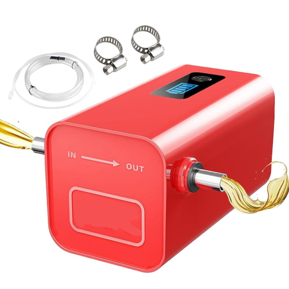 Extractor de bomba de cambio de aceite portátil recargable, kit de succión de barrido de bomba de transferencia de extracto rápido de aceite fluido diésel de 12V Compatible con coche(Color Name: Red)