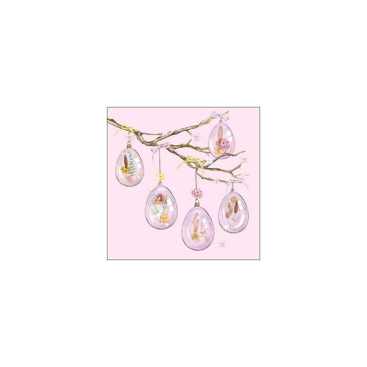 Ambiente Pack of 20 Glass Easter Egg Design Paper Napkins Pink Table Decorations Spring 33cm x 33cm 3 Ply