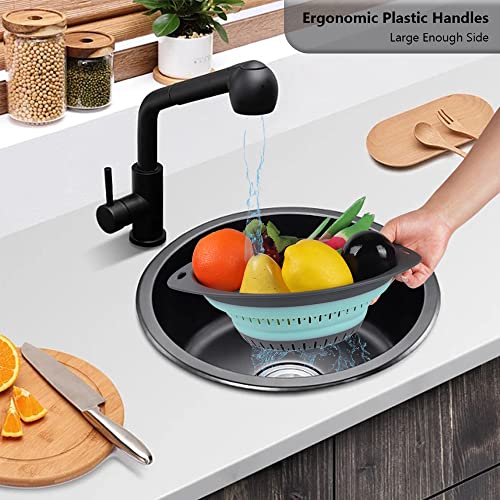 Vech Collapsible Colander 3 Sets Silicone Collapsible Strainer Colander Bowls For Washing Fruit Food And Vegetable Washer Kitchen Folding Strainers 3 Quart To 5 Quart Bpa Free Dishwasher Safe (Green) #TOP3