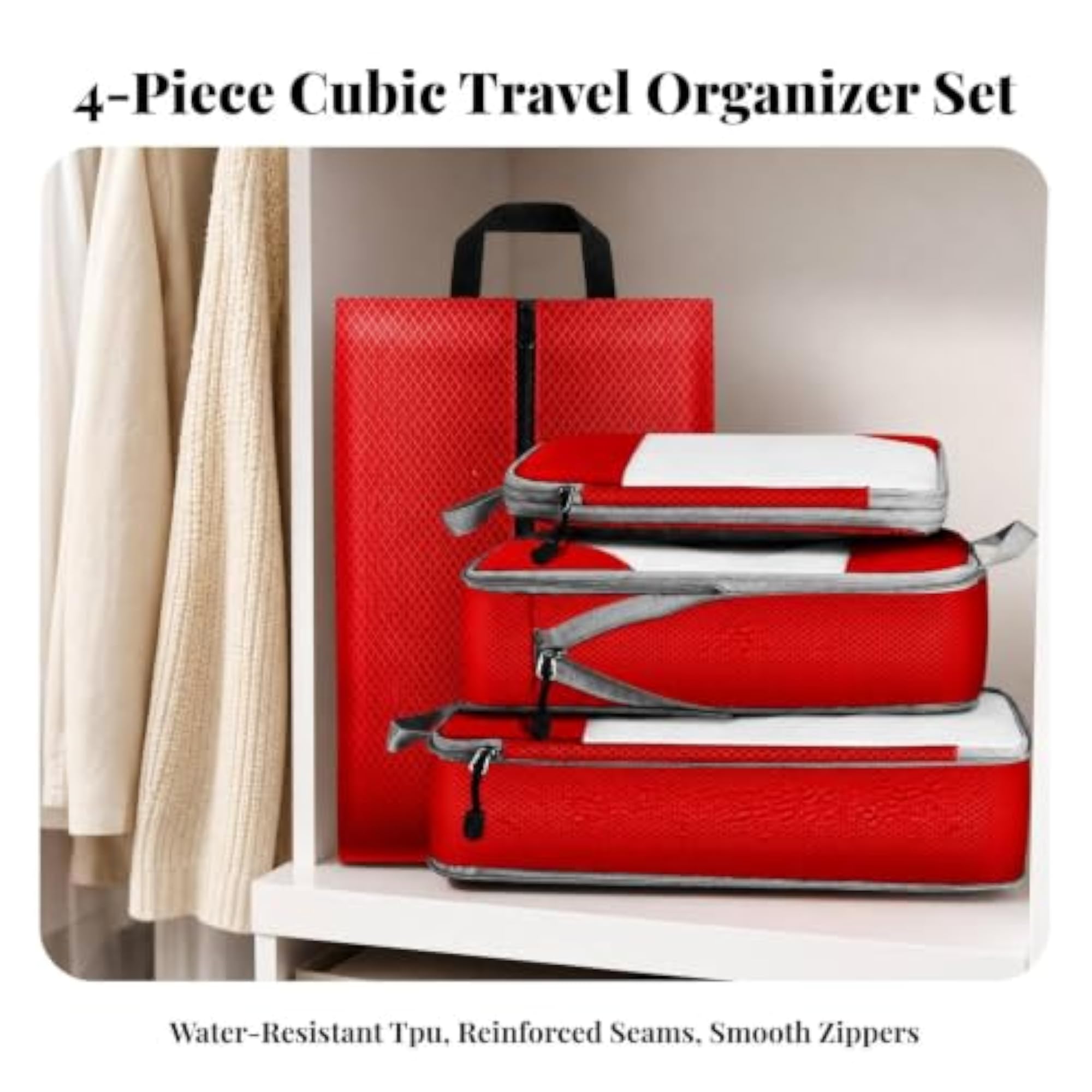 3 Pieces Travel Packing Organizer for Holidays, Compression Packing Cubes