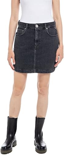 REPLAY Falda para Mujer W9902, 097 Gris Oscuro, 25, 097 Dark Grey