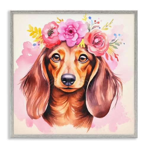 'Boho Wiener Dog Dachshund'| Framed Giclee Art