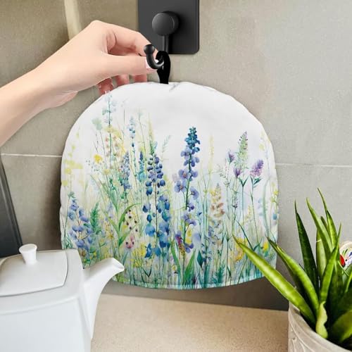 Image of White Wildflowers Tea Cozy for Teapot Tea Insulated Cosy for Kitchen Accessory Keeping Warm Teapot Dust Protector Home Kitchen Decorative