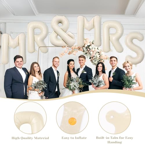 Image of 40inch Mr and Mrs Wedding Decor Balloons - Jumbo Mr&Mrs Engagement Balloons for Engagement Party Bridal Shower Wedding Backdrop Decorations for Ceremony Reception
