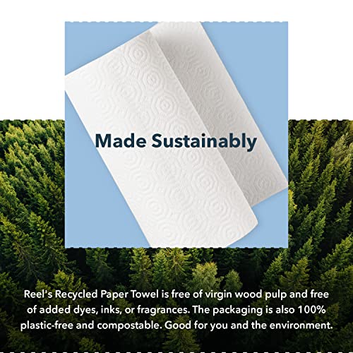 Reel Premium Recycled Paper Towels- 12 Rolls, 2-Ply Made From Tree-Free, 100% Recycled Paper - Eco-Friendly, Hypoallergenic and Zero Plastic Packaging - Thumbnail 5