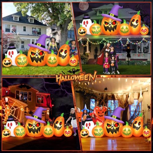 Image of Danxilu 8FT Long Halloween Inflatables Spooky Pumpkin Outdoor Decoration