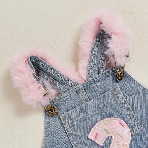 Toddler Baby Girl First/Second Birthday Clothes One/Two Year Old Birthday Dress Denim Fluffy Bib Overall Dresses Outfit4