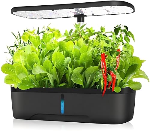 Macchina per la Coltivazione Idroponica, Kit per la Coltivazione Fuori Suolo con 12 Vaschette per Giardino Interno di Erbe Aromatiche, 3 Tipi di Timer per Lampada LED da Coltivazione, Supporto