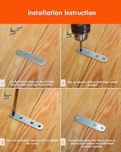 Flat Brackets for Wood Gorffy 20Pcs 100 × 17 × 1.75mm Mending Plates, Flat Metal Joining Plates - Image 4