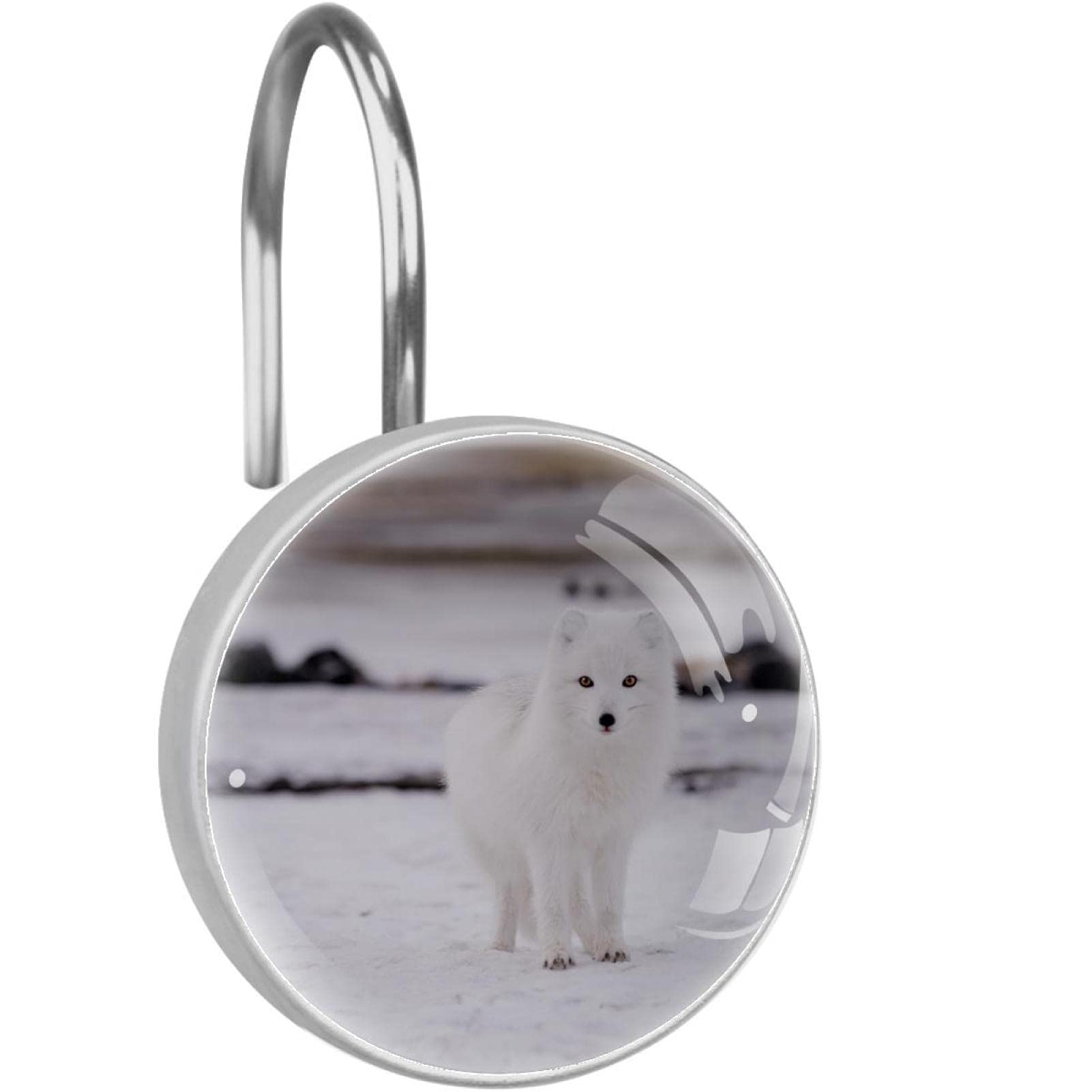 Crochets pour rideau de douche renard arctique salle de bain acier inoxydable