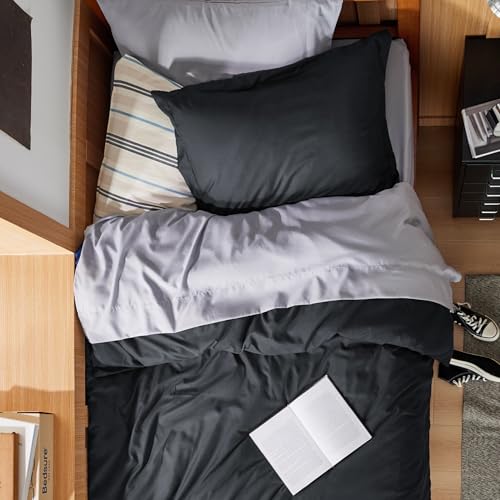 Image of Bedsure Twin /Twin XL Duvet Cover, Soft Double Brushed Bedding Set, Black | For Kids & Adults, 68 inchx90 inch Comforter Cover, Hotel Luxury, All Season, Breathable, Easy Care, Lightweight, Zipper Closure