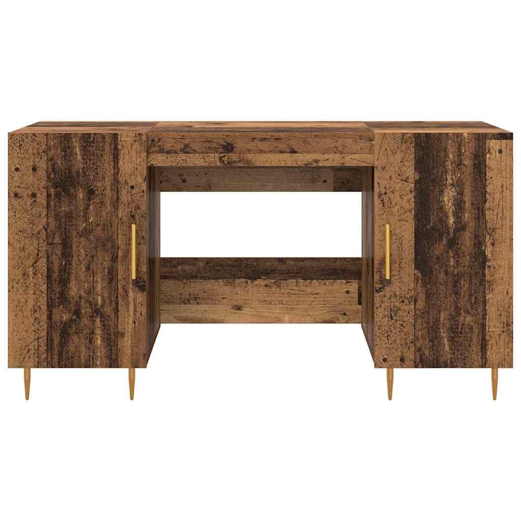 Scrivania con mensola, effetto legno antico, 140 x 50 x 75 cm, materiale in legno, moderno tavolo da ufficio con spazio per casa e ufficio