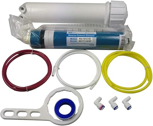 Huining Membrana de ósmosis inversa 50GPD-18122012 Kit de carcasa de membrana RO con conector rápido de 14, válvula de retención, tubo de agua,