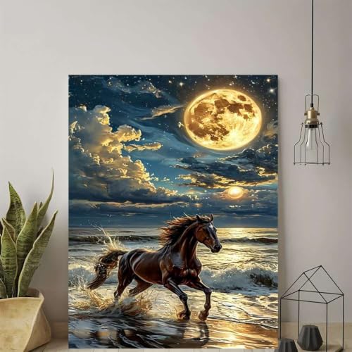 Cuadro decorativo de caballo junto al mar de 40x50cm para colgar sin marco 4