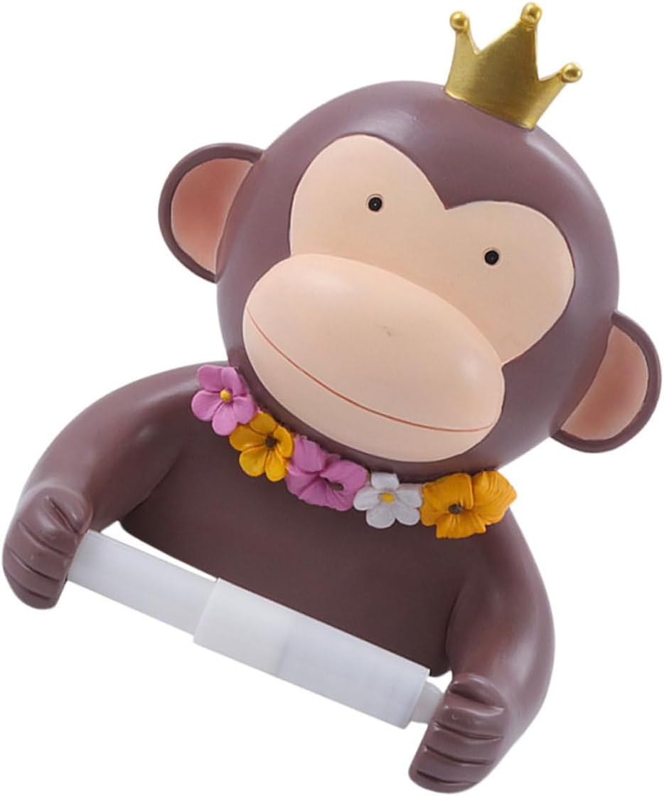 Veemoon Cartoon Tissue Mounted Decorative Toilet Paper Holder Durable Bathroom Storage Organizer Cute Monkey Design Compact Home Decor