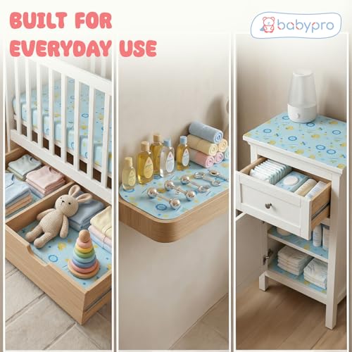 Image of BabyPro Non-Slip EVA Shelf Liner Roll, Anti Slip Mat for Kitchen, Drawer & Cabinet, Food Grade, BPA Free, Washable, Anti Microbial, Water Resistant, 45 cm x 5 m, Light Blue, Ducky Treats