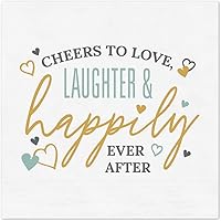 Vista 1 de Servilletas de bebidas Cheers To Love Laughter Happily Ever After / 48 servilletas modernas sin acuñar / 4 3/4 pulgadas x 4 3/4 pulgadas servilletas
