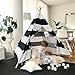 Kids Teepee Tent for Boys, Black and White Stripe Children Play Tent with Canvas Carry Case for Indoor & Garden