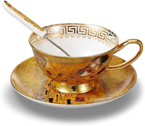 HUAMu Vintage Barock Porzellan Kaffeetasse Teetasse mit Untertasse und...
