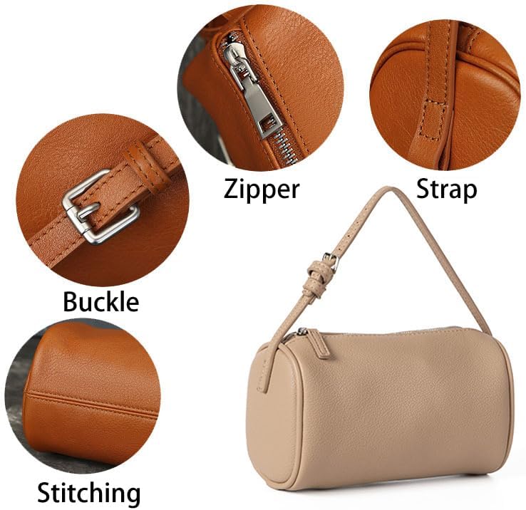 Molodo PU Leather Cylinder Bag for Women Versatile Handheld Crossbody Small Bag with Adjustable Strap Everyday Compact - Image 4