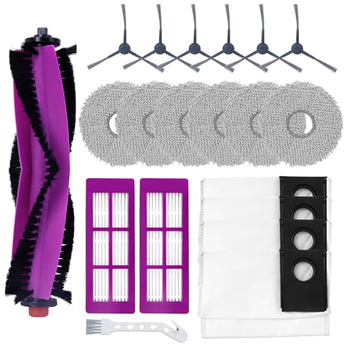 Heykewi 20 Kit d'accessoires pour Eureka J15 Pro Ultra Aspirateur Robot Accessoires, 1 Brosse principale, 6 Brosses latérales, 6 Chiffons, 4 Sacs à poussière, 2 Filtre, 1 Brosse de nettoyage