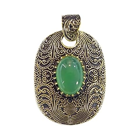 Tibetan Silver Green Onyx Gold Plated Pendant Cover