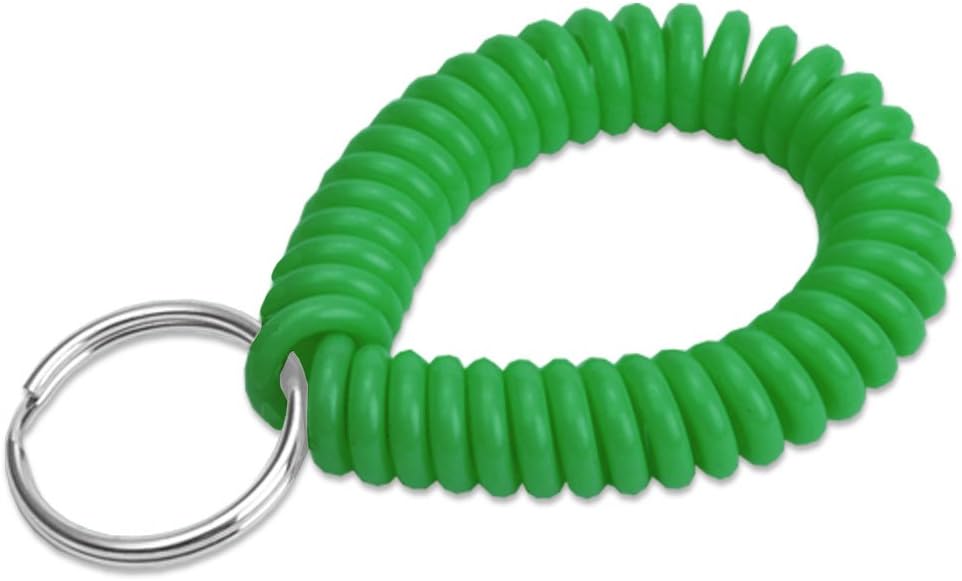 Lucky Line 2” Spiral Wrist Coil with Steel Key Ring, Flexible Wrist Band Key Chain