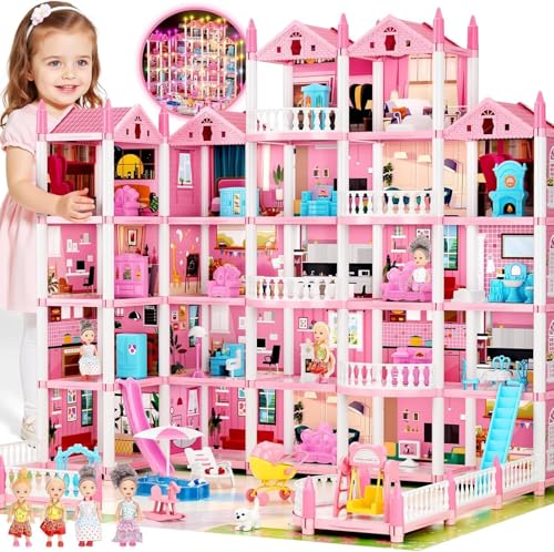 Large Dream Doll House for Girls with 22 Rooms, Lights,