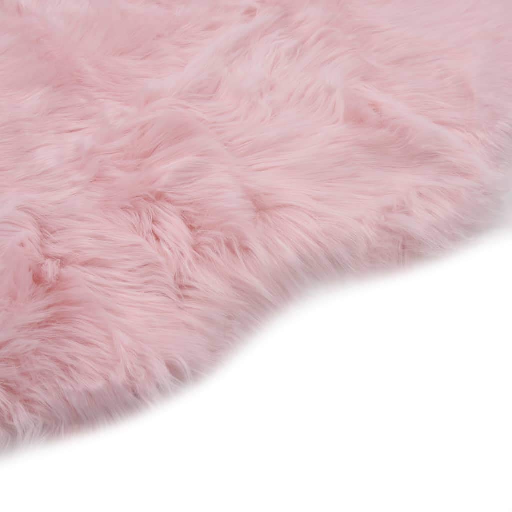 Künstlicher Schafspelz Teppich Rosa 60x90 cm - Weicher Kunstfell Läufer in Tierhaut-Form - Flauschiges Dekofell für Wohnzimmer und Schlafzimmer - Rutschfester Fellteppich