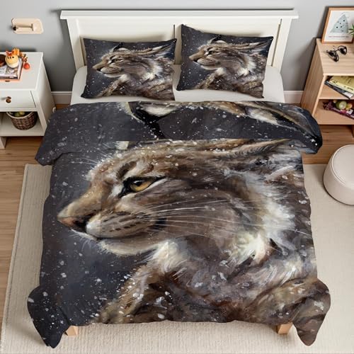 Housse de couette en microfibre douce chat 240x260 sans repassage
