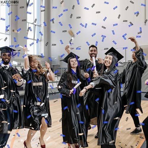 Image of Blue and Black 2026 Confetti - Pack of 500 | Graduation Confetti Class of 2026, Graduation Decorations 2026 | Grad Party Supplies, Grad Party Decorations 2026 | Prom Decorations 2026, KatchOn