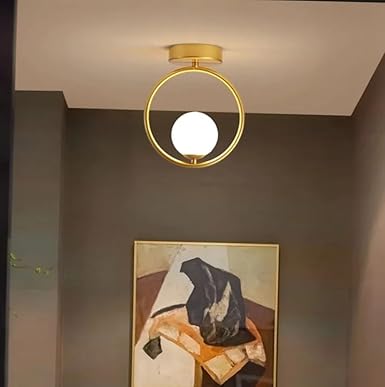 LEGEEN Milky Forest Glass Gold Metal Modren Style Celing Hanging Pendant Light Lamp for- Celling, Hall, Celing Deocr Light Without Bulb