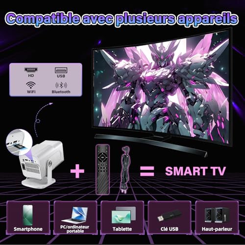 P30 Plus Mini Projecteur Video Vidéoprojecteur 36000+ jeux 14 émulateurs,Retroprojecteur avec Manettes,Auto Keystone Video Projecteur avec Wi-Fi Bluetooth,Android 11 Projector,1280*720P,180° Rotation – Image 5