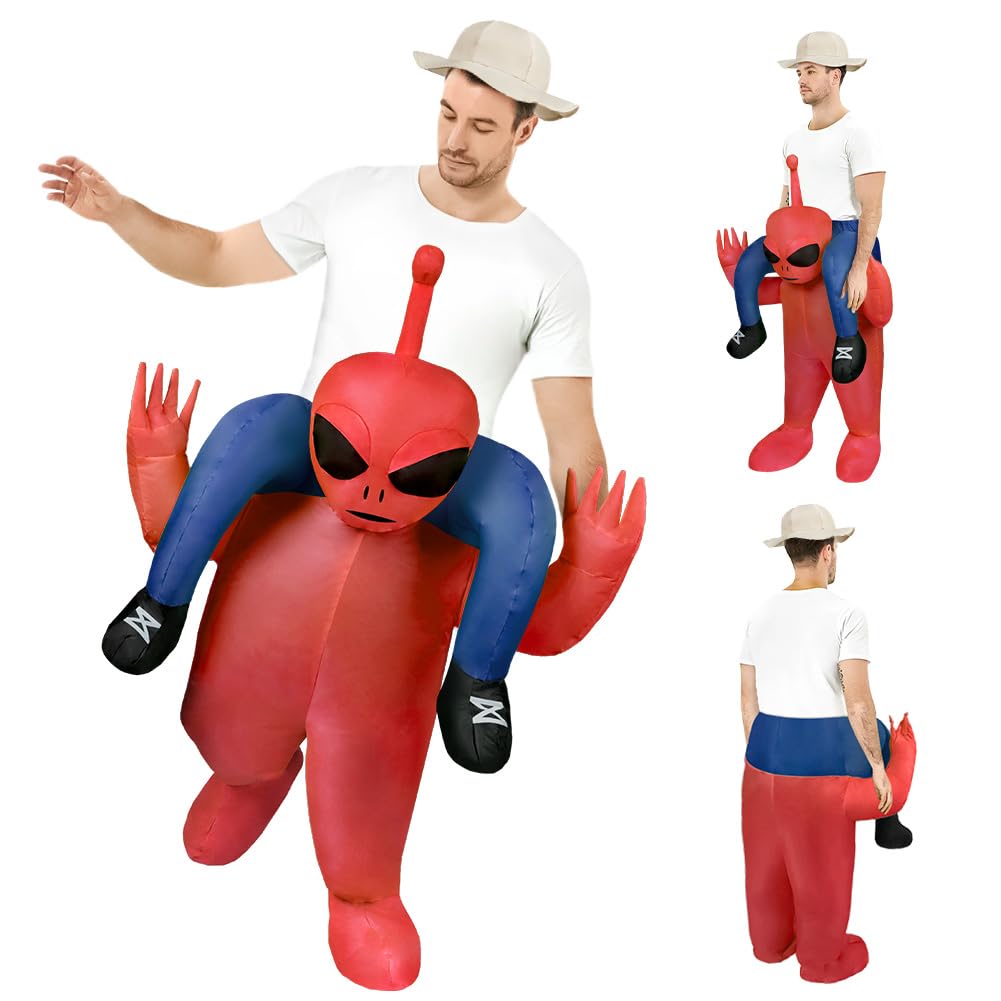 AYBUY Alien Costume, Alien Kidnapping Inflatable Costume Blow up Fancy Dress for Adults, Funny Ride-on Halloween Costumes for Halloween Cosplay Masquerade Party, Pink — image 1
