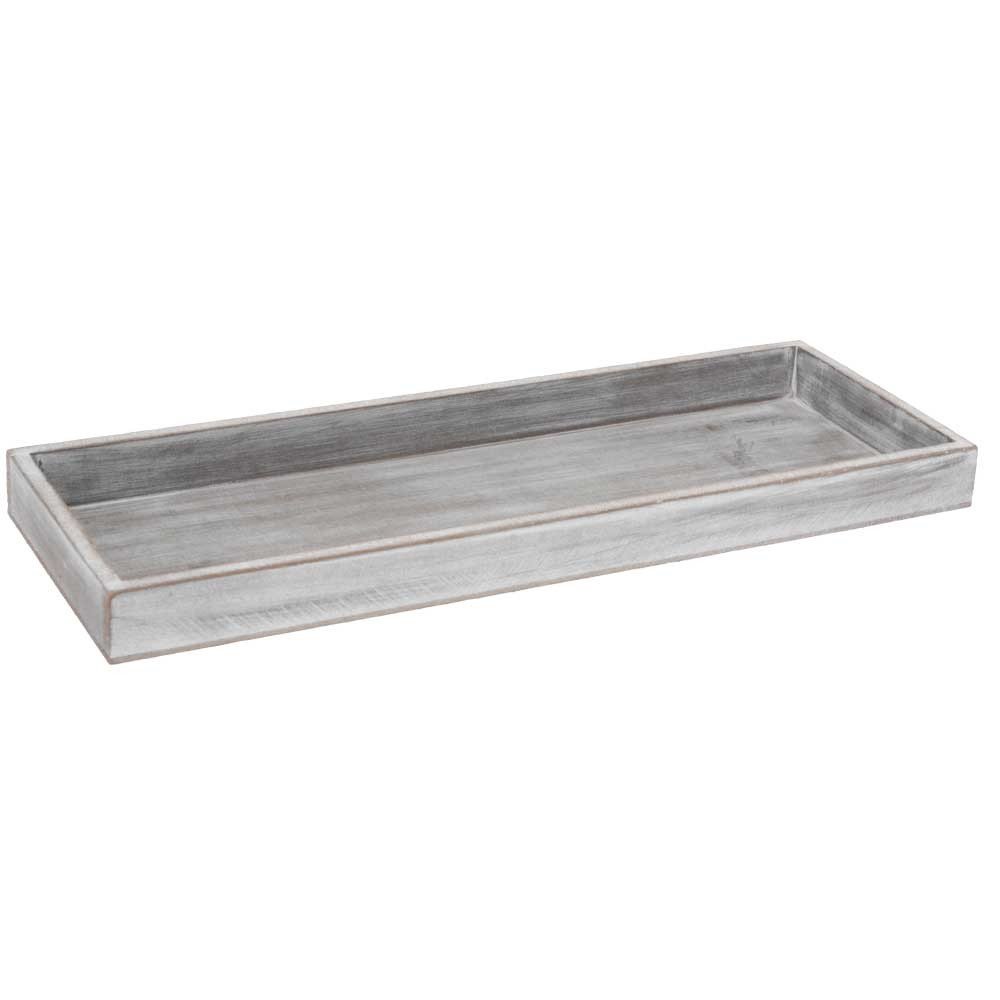 Urbn-Living Urbnliving 40Cm Width Wooden Distressed Shabby Chic Grey Candle Light Tray Design Table Decoration from B&Q