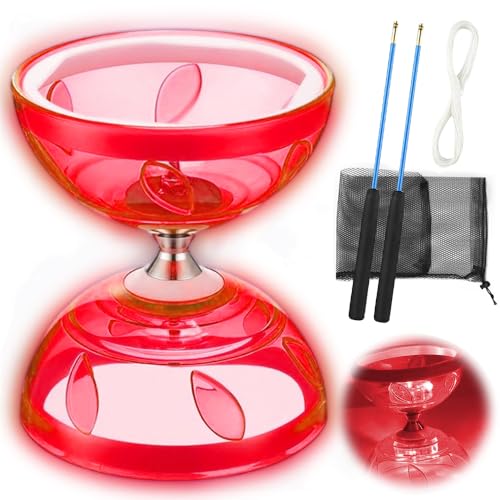 LED Diabolo roulement à Billes, 4,5 mm kit de jonglage pour Lumineux dans l'obscurité Diabolo Enfant freiner avec roulement à Billes, Jouet de jonglage pour Enfants...