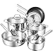 Produktbild DEIK Topfset, Kochtopf Set, 6-teilig mit glasdeckel, Antihaft-pfanne Edelstahl rostfrei poliert, Induktionsgeeignet