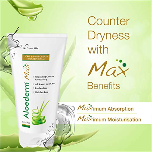 Image of Aloederm Max Light & Non-Greasy Moisturizing Skin Cream - 150g | All Season Skin Care | Paraben Free | Phtlalate Free | Non Greasy, Light Texture | Enriched with Vitamin-E & Jojoba Oil
