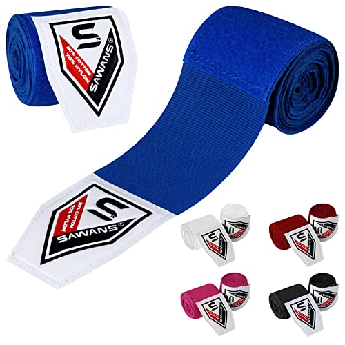 SAWANS Bandages de Boxe pour Arts Martiaux, Gants de Boxe MMA 2,5, 3,5, 4,5 m, Sac d'entraînement élastique pour Sports de Combat sous Les Mains et Les...