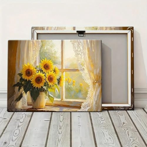 Toile Tournesols pour habiller un grand mur vide salon et bureau 90x140