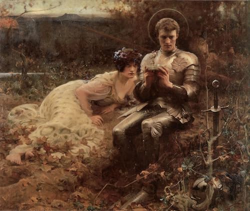 Toile Art Tableau La Tentation de Sir Percival Arthur Hacker affiche décoration murale