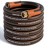 Garden Hose 50 ft x 5/8', Heavy Duty Water Hose, Flexible and Durable, Kink Resistant Lightweight Hybrid Hose, Leakproof Yard Hose with Male to Female Fittings