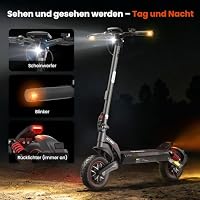 Doppel-oder Einzelmotor E Scooter mit Straßenzulassung Max 80KM Reichweite,10 Zoll Offroad Reifen Elektroroller Erwachsene 48V 15Ah E-Roller mit Sechs komfortable Stoßdämpfer für Erwachsene bis 150 kg – Ansicht 9