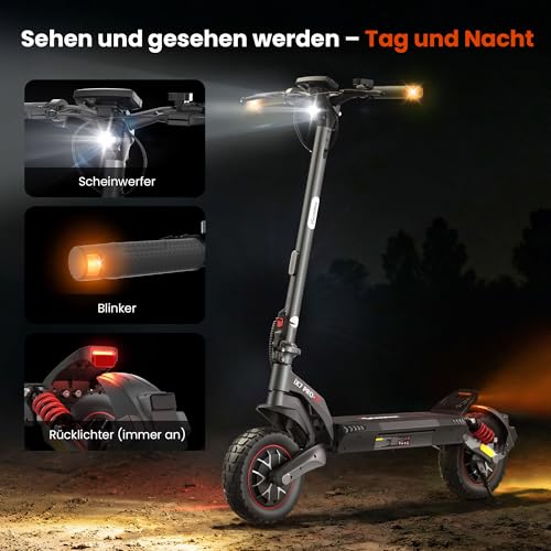 Doppelmotor E Scooter mit Straßenzulassung Max 80KM Reichweite,10 Zoll Offroad Reifen Elektroroller Erwachsene 48V 15Ah E-Roller mit Sechs komfortable Stoßdämpfer für Erwachsene bis 150 kg