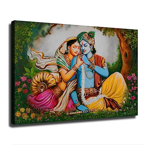 VAKUUM Lord Krishna Radha Canvas Wall Art 08x12 Unframed