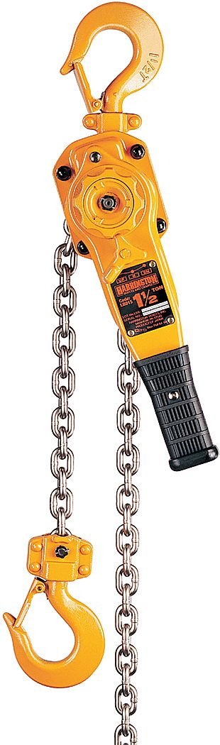 Harrington LB Series 1.5 Ton Steel Lever Hoist - Low Headroom, 15' Lift, Compact for Tight Spaces