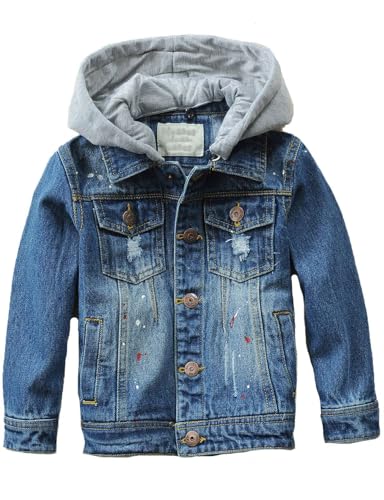 Kids Jean Jacket Hooded Stylish Rripped Denim Jackets Casual Jean Coat Tops