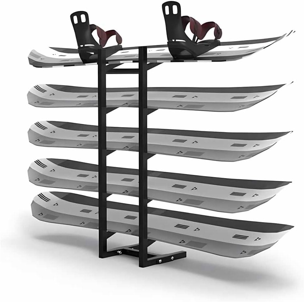 Floor-Standing Snowboard Rack, Home Gym Organize Holder, Sample Board Display Rack for Skis/Skateboards/Scooter,Display Stand for Garage/Shop(White,25x25x85cm) (Black 25x25x8
