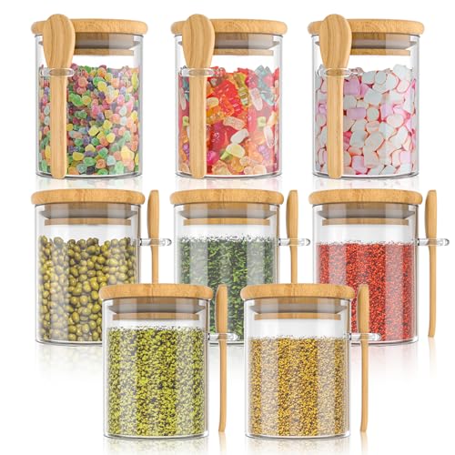 Reviews de Botes para especias . 47 Tarros de Vidrio con Tapa Hermética y Cuchara, Juego de 8 Recipientes de Vidrio Herméticos, Tarros de Sellado Cocina, Organización de Cocina, para Almacenar Especias, Semillas,...