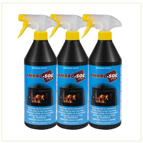 3 Pulitore vetro camino pulizia vetri caminetti stufe Flacone da 750 ml rimuovi fuliggine sgrassatore professionale